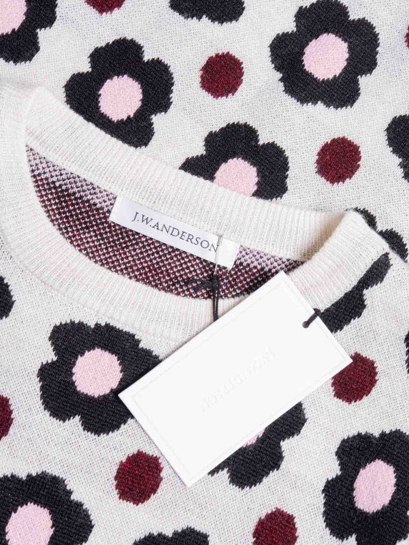 JW Anderson Jacquard Floral Wool Blend Sweater Multicolor-designer resale
