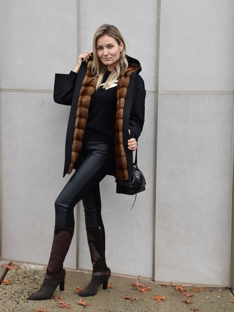 J. Mendel Mink Fur Reversible Coat Brown Black-designer resale