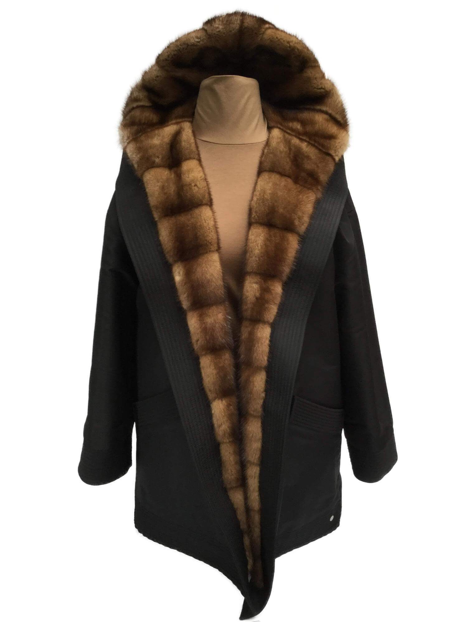 J. Mendel Mink Fur Reversible Coat Brown Black-designer resale
