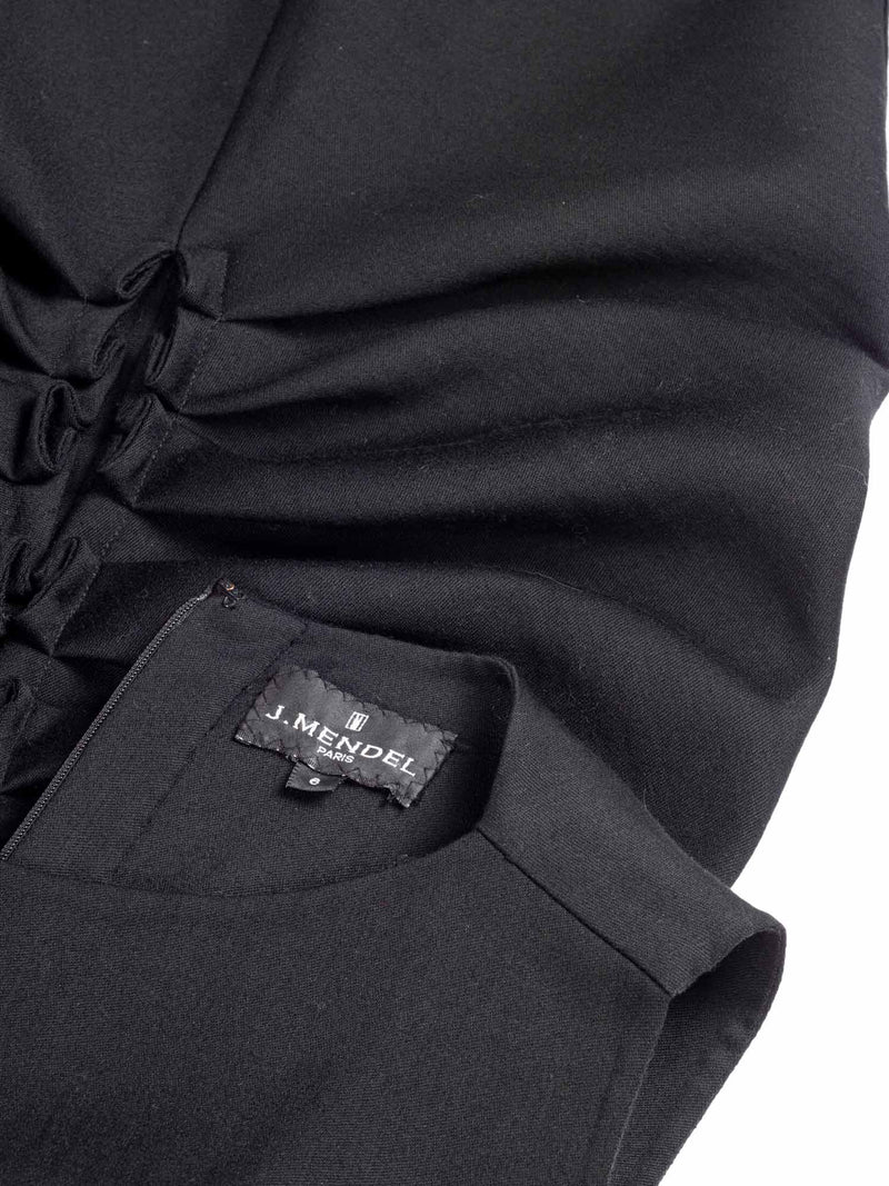 J. Mendel Wool Fitted Ruched Mini Dress Black-designer resale