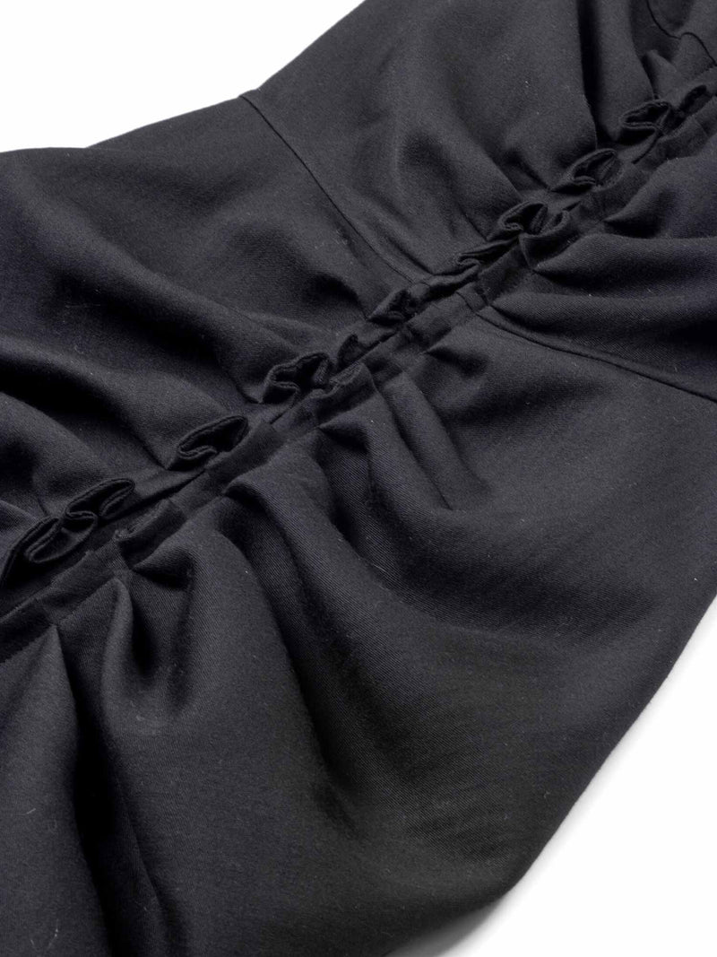 J. Mendel Wool Fitted Ruched Mini Dress Black-designer resale