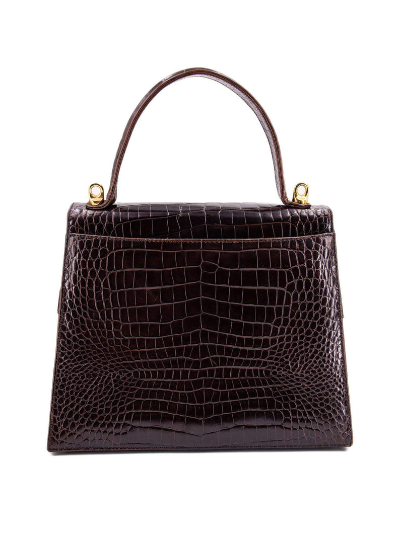 Jay Herbert Jay Herbert Vintage Shiny Alligator Mini Kelly Bag Brown-designer resale