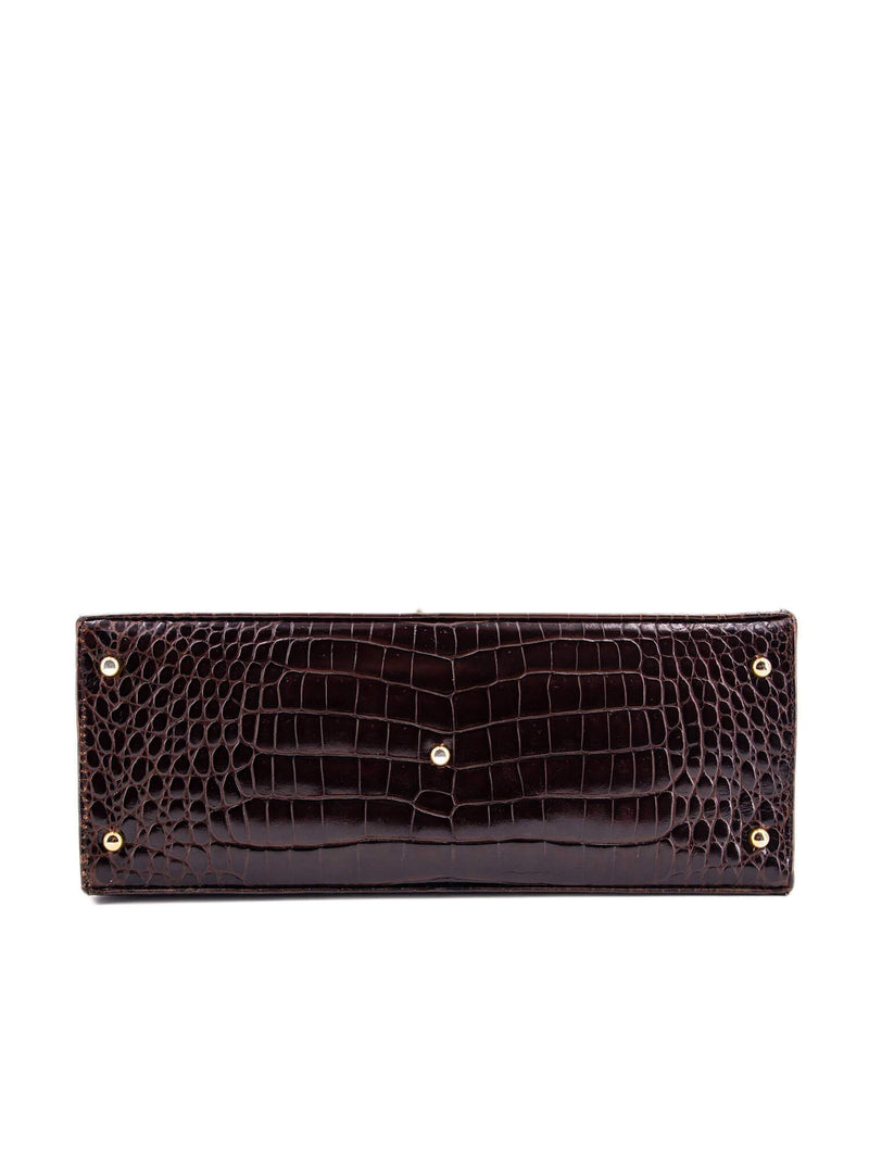 Jay Herbert Jay Herbert Vintage Shiny Alligator Mini Kelly Bag Brown-designer resale