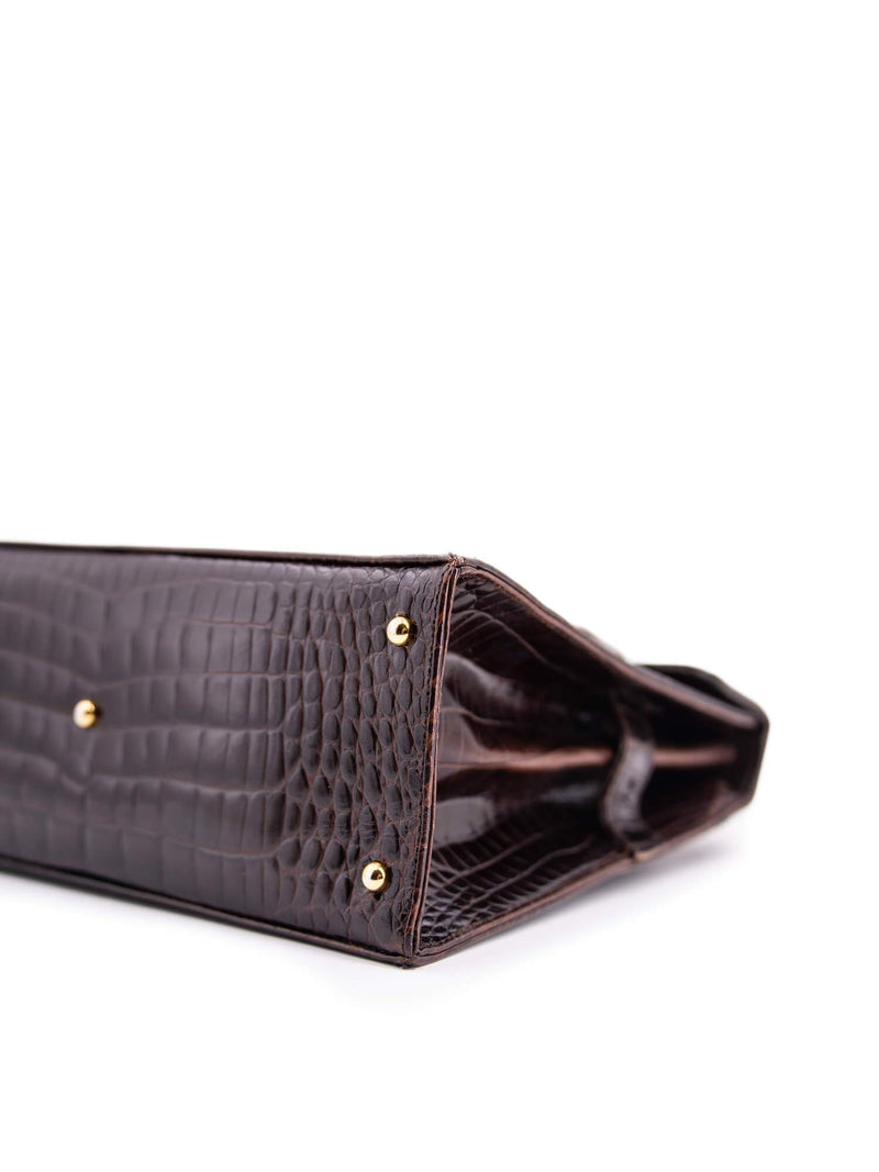 Jay Herbert Jay Herbert Vintage Shiny Alligator Mini Kelly Bag Brown-designer resale