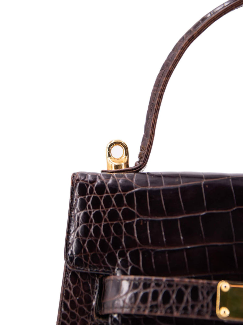 Jay Herbert Jay Herbert Vintage Shiny Alligator Mini Kelly Bag Brown