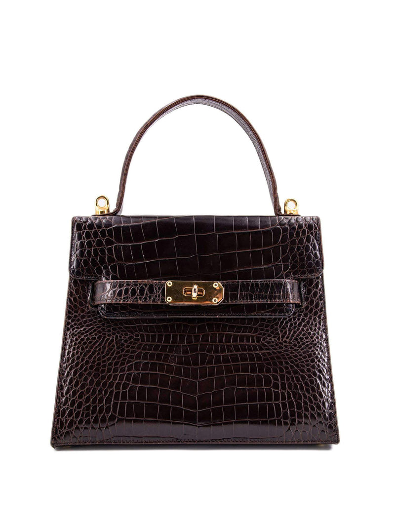 Jay Herbert Jay Herbert Vintage Shiny Alligator Mini Kelly Bag Brown