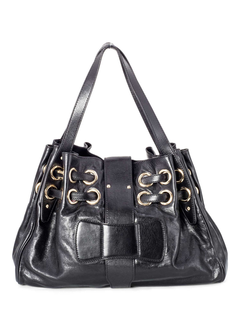 Jimmy Choo Leather Riki Shoulder Bag Black-designer resale