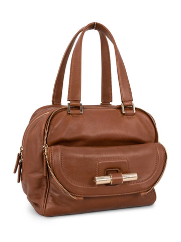 Jimmy Choo Leather Small Justine Bag Brown-designer resale