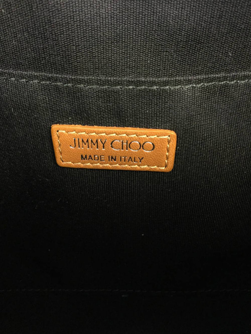 Jimmy Choo Leather Zena Star Stud Clutch Brown-designer resale