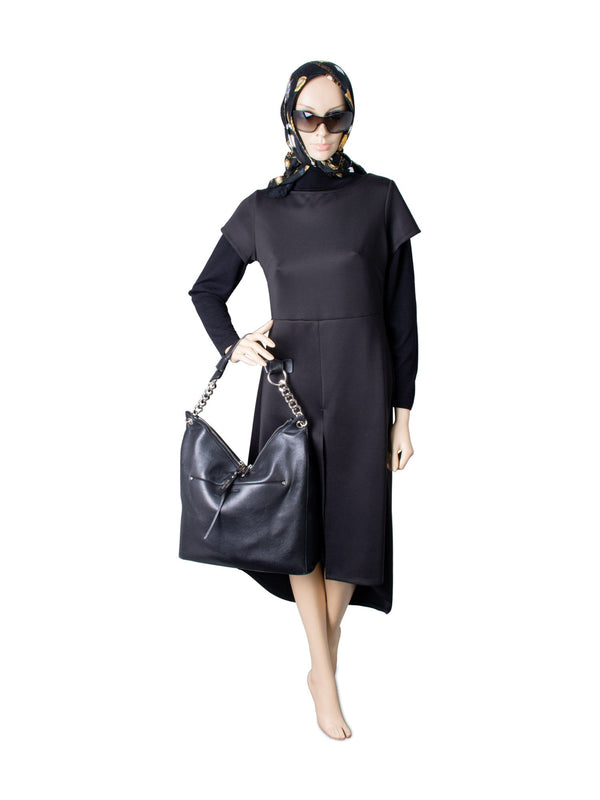 Jimmy Choo Leather Zippers Raven Hobo Bag Black