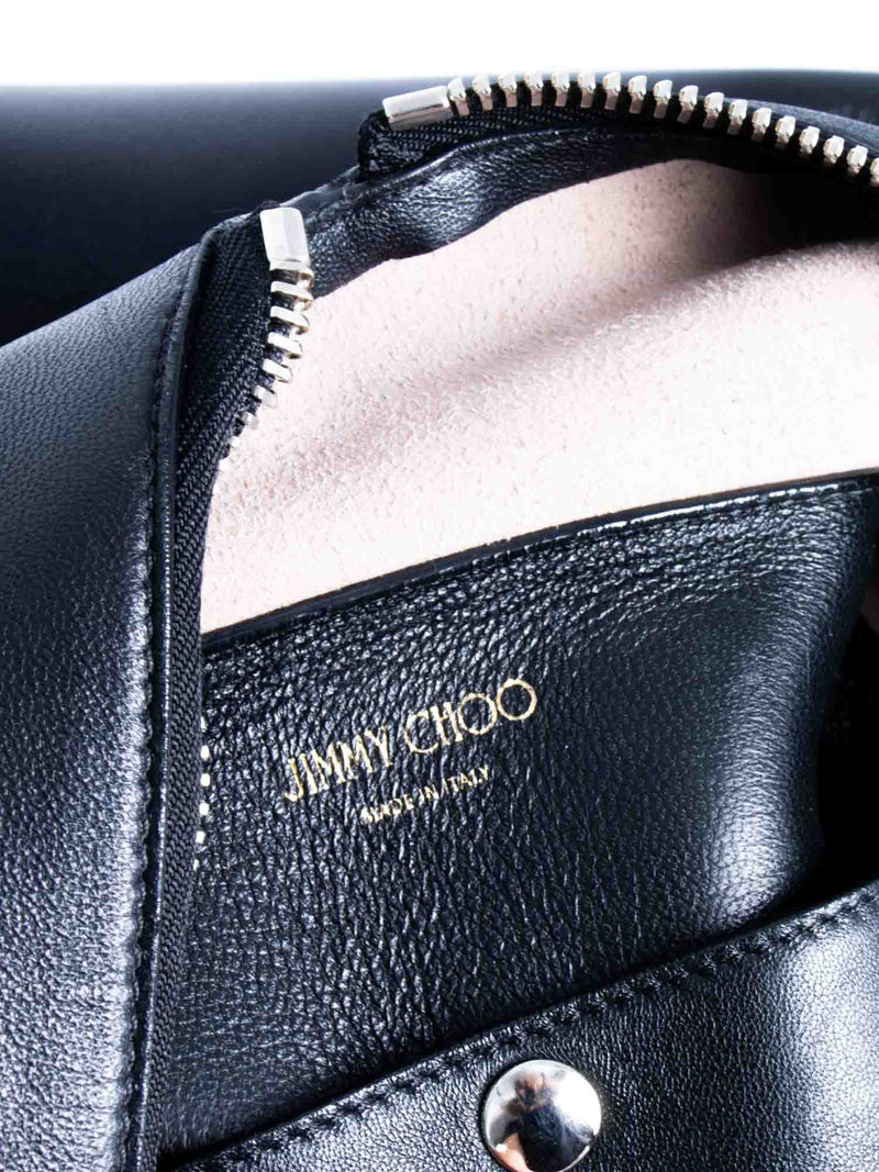 Jimmy Choo Leather Zippers Raven Hobo Bag Black-designer resale