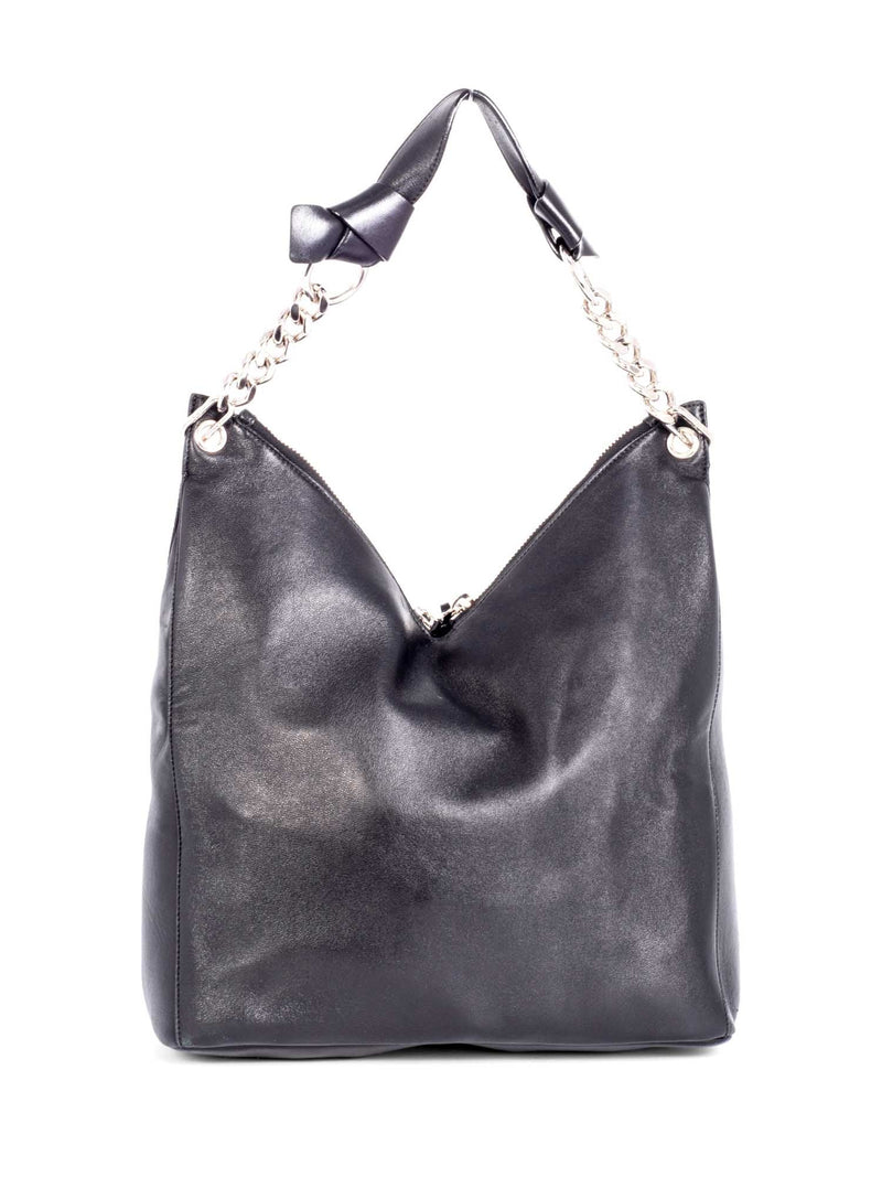 Jimmy Choo Leather Zippers Raven Hobo Bag Black-designer resale