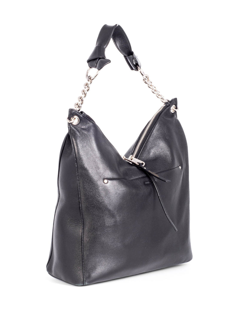 Jimmy Choo Leather Zippers Raven Hobo Bag Black-designer resale