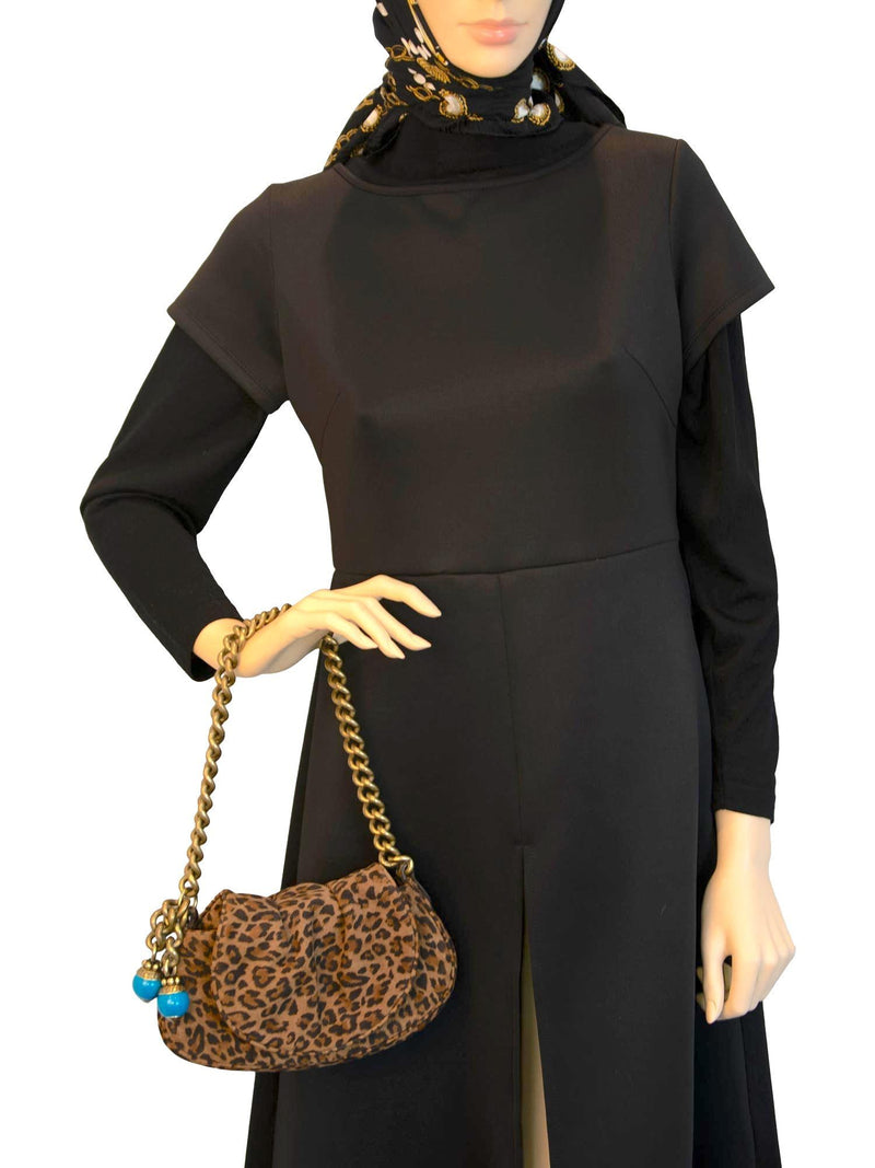 Jimmy Choo Suede Leopard Print Tassel Flap Bag Brown