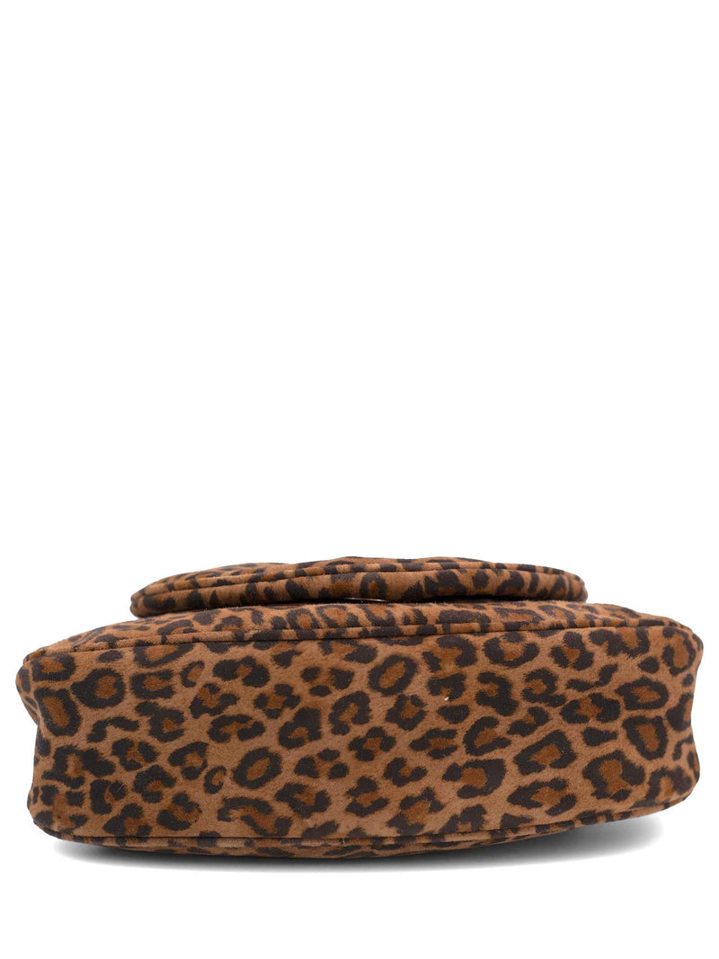 Jimmy Choo Suede Leopard Print Tassel Flap Bag Brown-designer resale