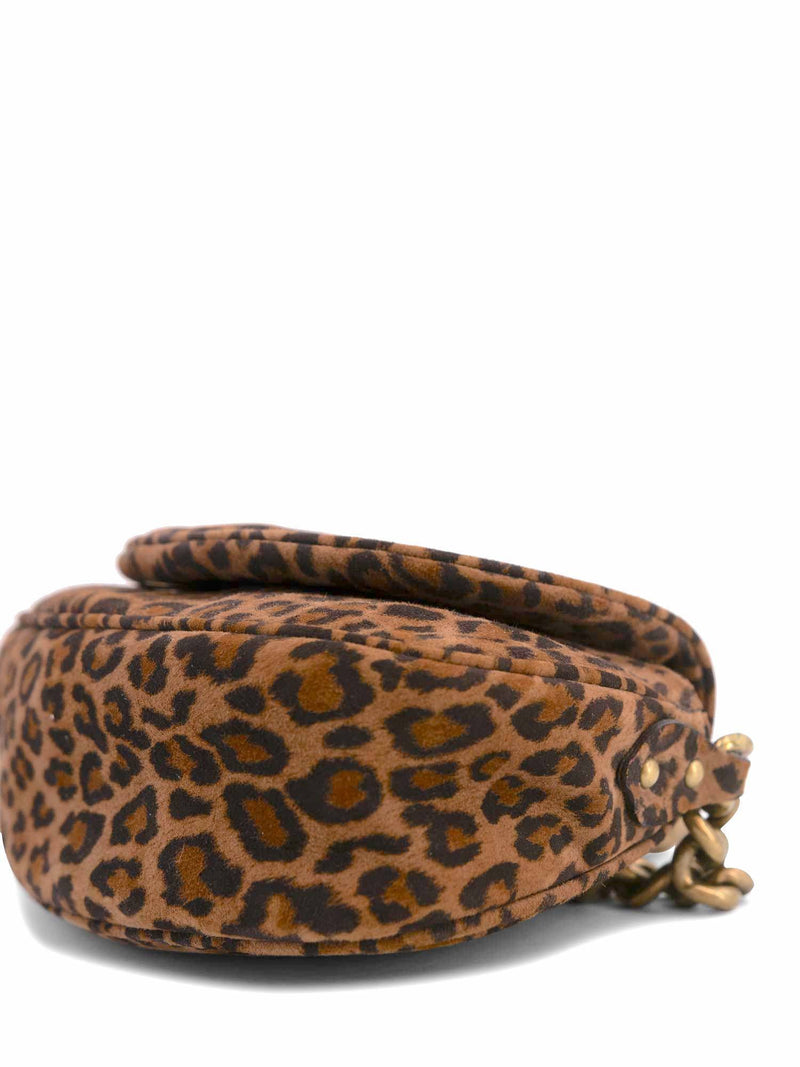 Jimmy Choo Suede Leopard Print Tassel Flap Bag Brown-designer resale