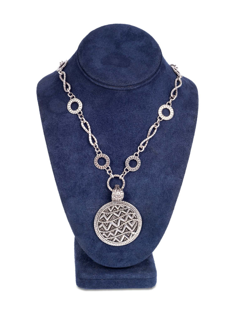John Hardy Sterling Silver Pendant Long Chain Necklace-designer resale
