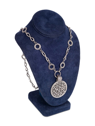 John Hardy Sterling Silver Pendant Long Chain Necklace-designer resale