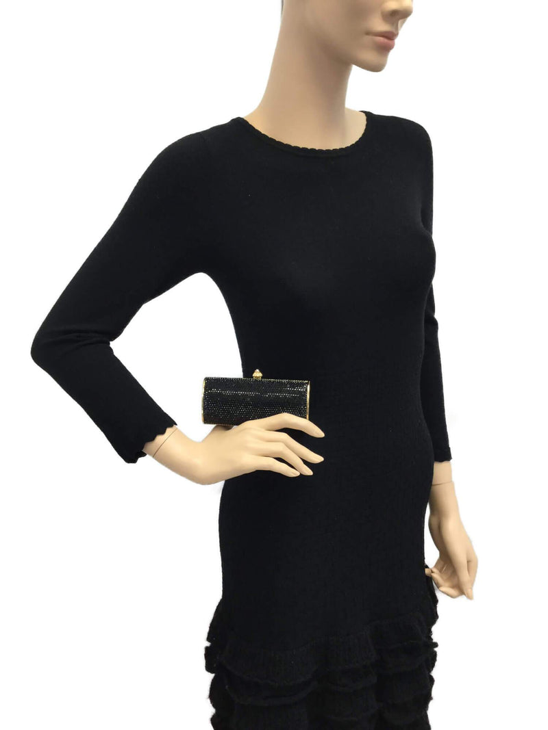 Judith Leiber Beaded Micro Bag Black-designer resale