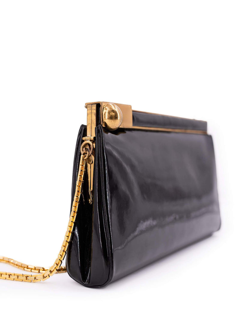 Judith Leiber Patent Leather Shoulder Bag Black-designer resale