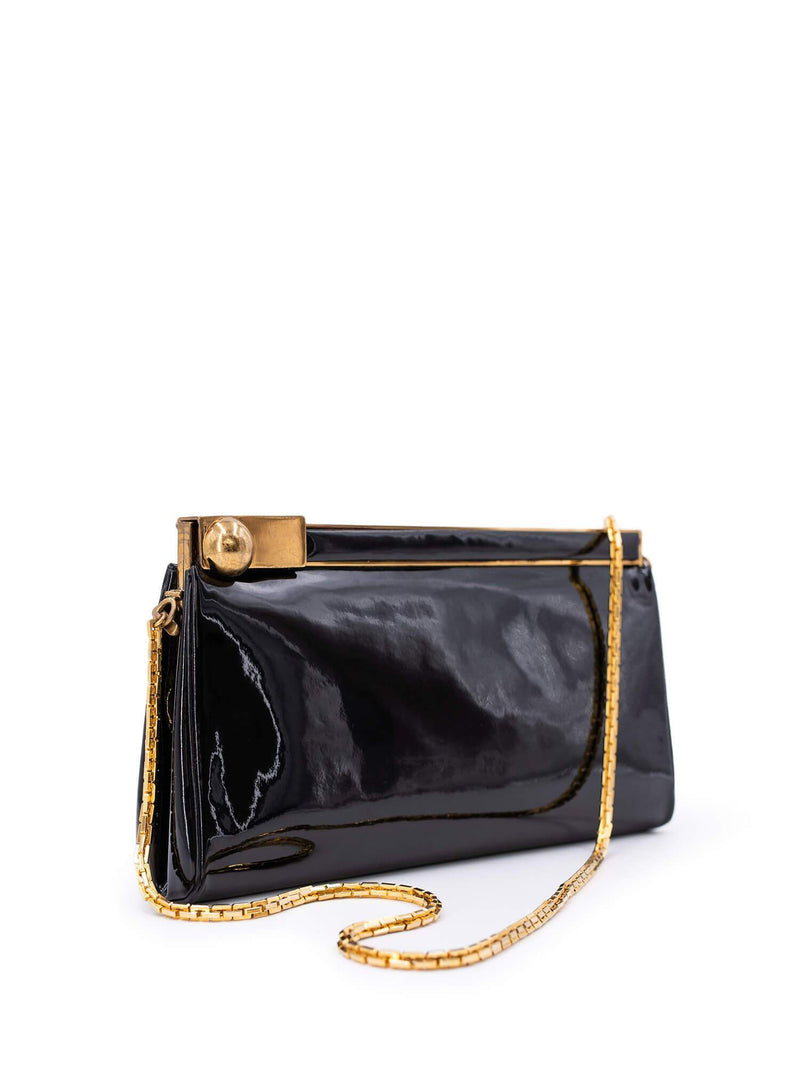 Judith Leiber Patent Leather Shoulder Bag Black-designer resale