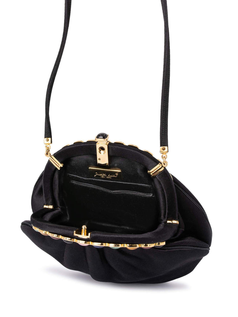 Judith Leiber Satin Stones Evening Bag Black