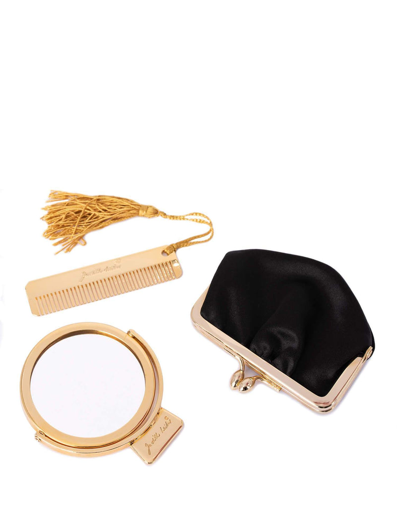 Judith Leiber Satin Stones Evening Bag Black-designer resale