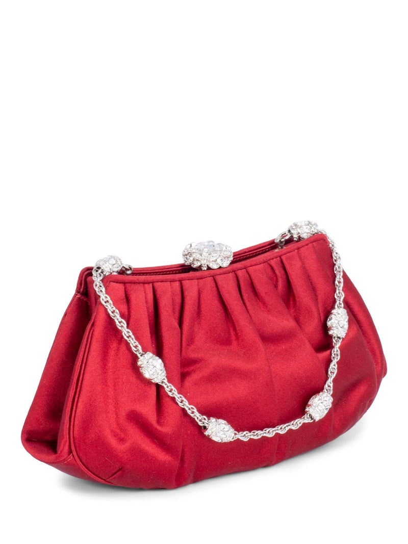 Judith Leiber Satin Swarovski Crystals Mini Bag Red-designer resale