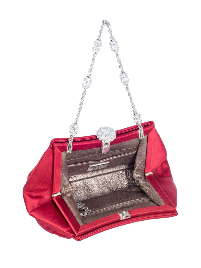 Judith Leiber Satin Swarovski Crystals Mini Bag Red-designer resale