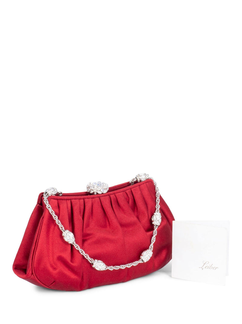 Judith Leiber Satin Swarovski Crystals Mini Bag Red-designer resale
