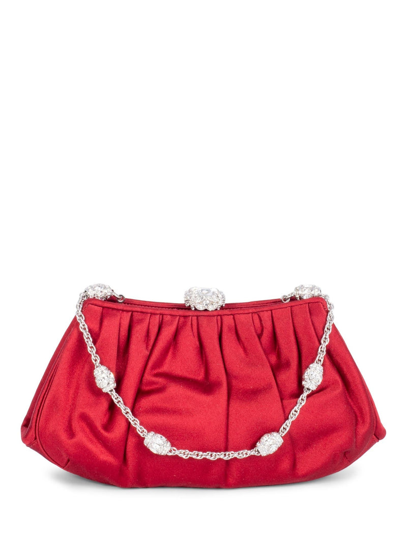 Judith Leiber Satin Swarovski Crystals Mini Bag Red-designer resale