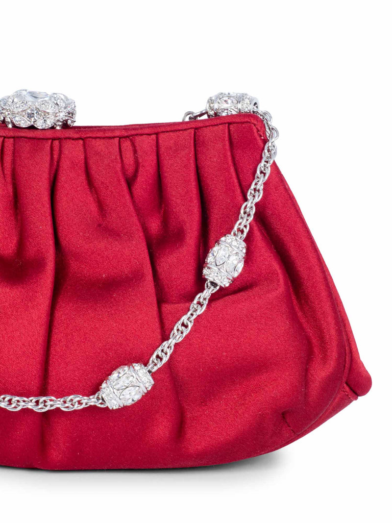 Judith Leiber Satin Swarovski Crystals Mini Bag Red-designer resale