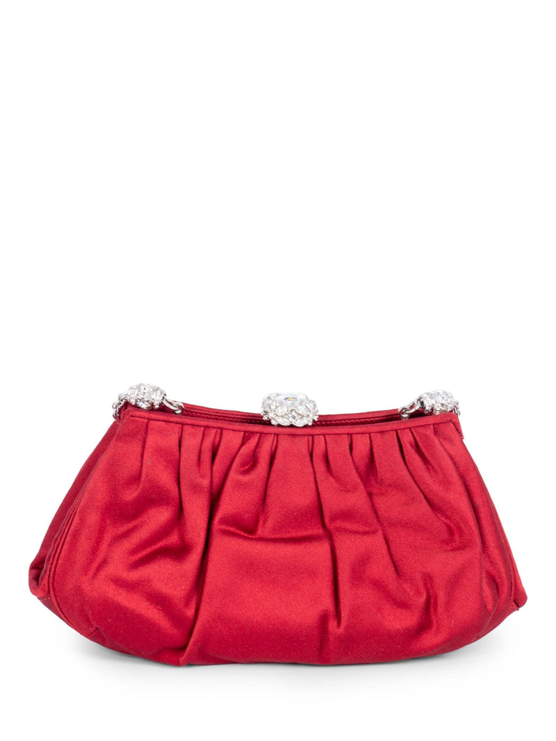 Judith Leiber Satin Swarovski Crystals Mini Bag Red-designer resale