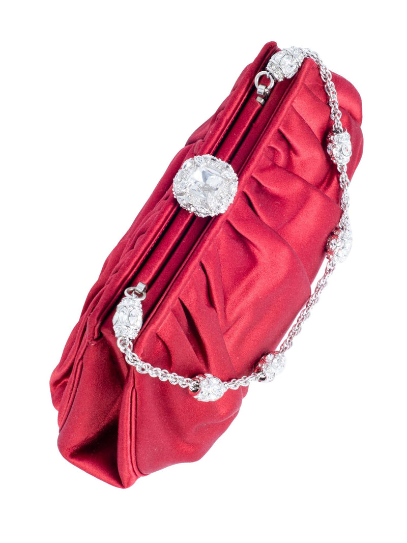 Judith Leiber Satin Swarovski Crystals Mini Bag Red-designer resale