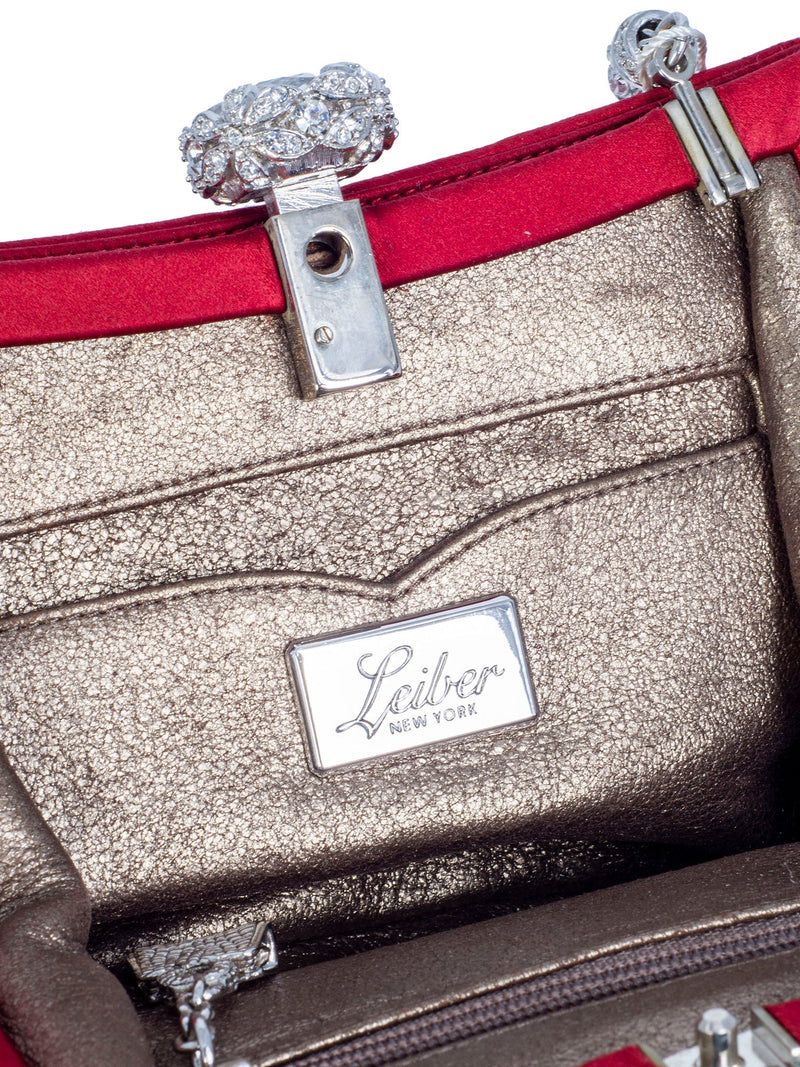 Judith Leiber Satin Swarovski Crystals Mini Bag Red-designer resale