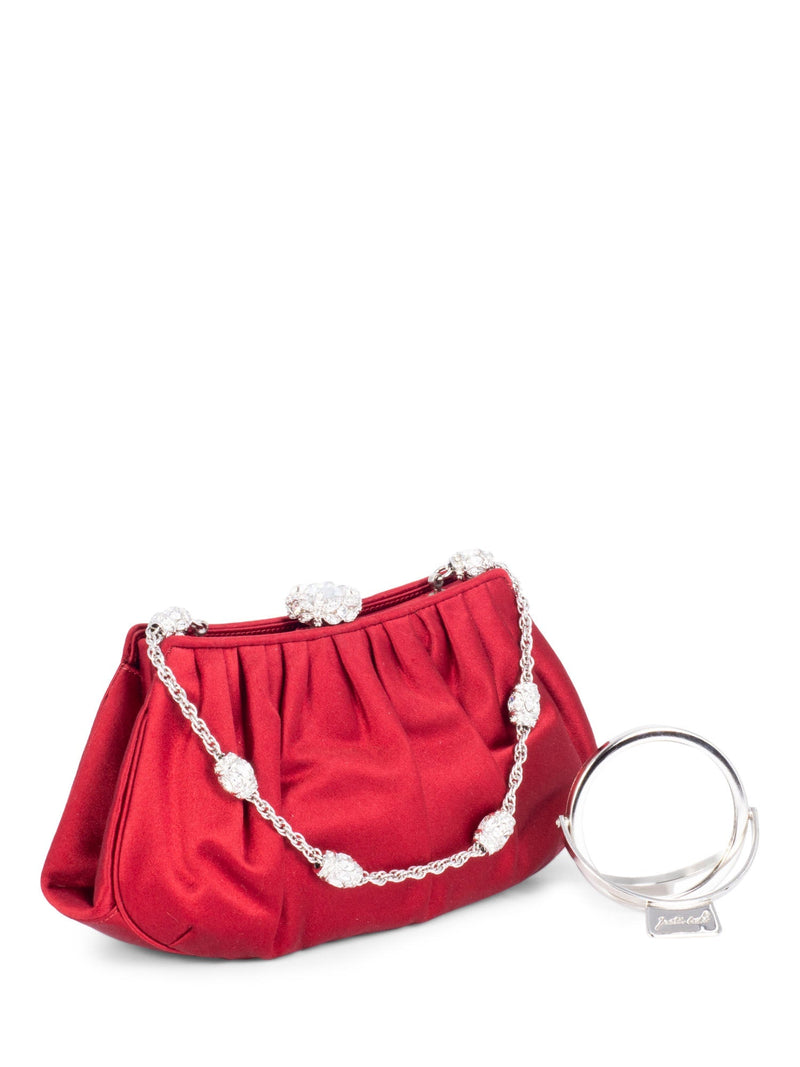 Judith Leiber Satin Swarovski Crystals Mini Bag Red-designer resale