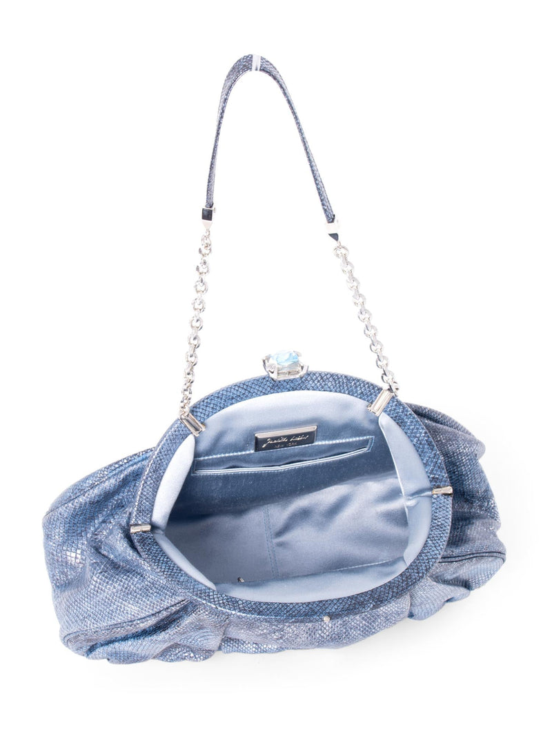 Judith Leiber Snake Skin Leather Mini Bag Blue-designer resale