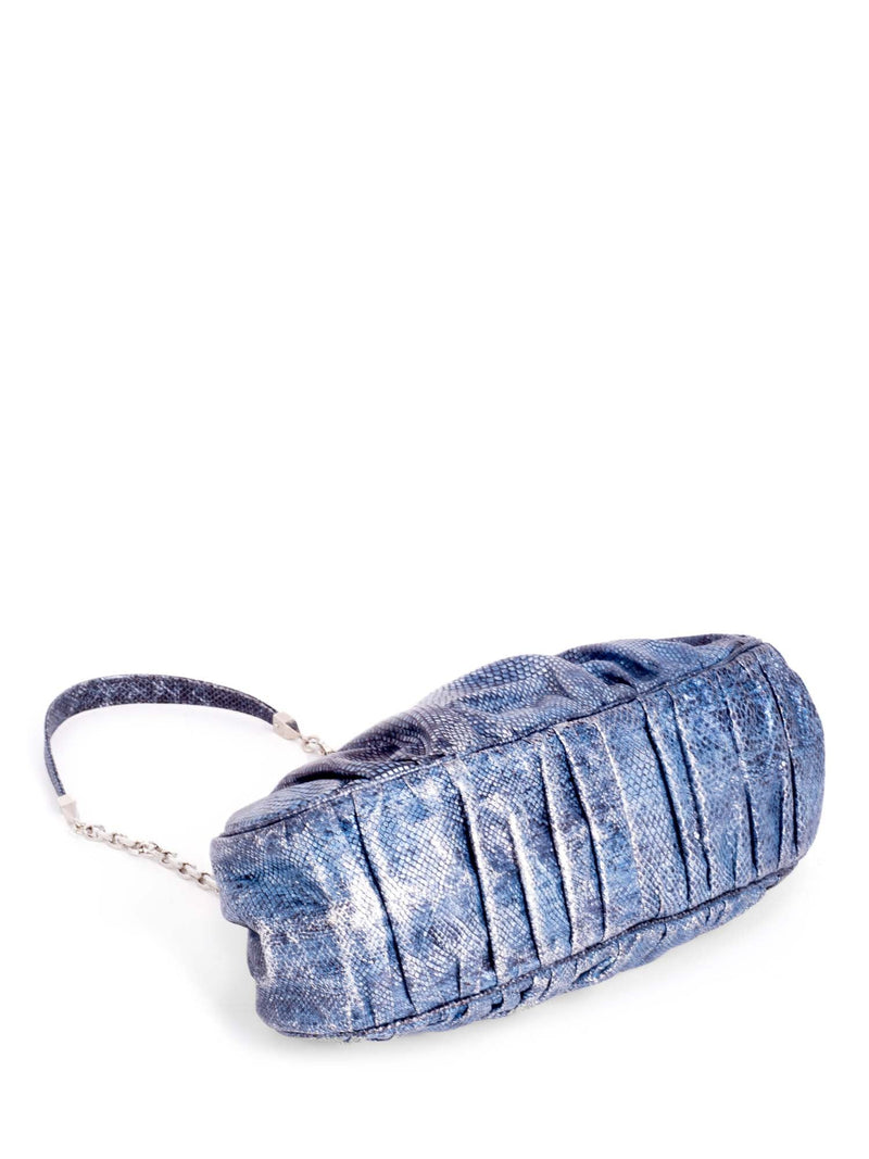 Judith Leiber Snake Skin Leather Mini Bag Blue-designer resale