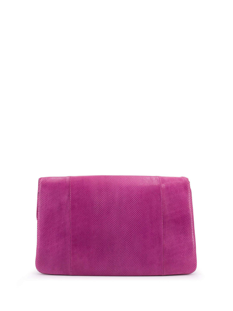 Judith Leiber Swarovski Crystal Exotic Snakeskin Flap Clutch Pink-designer resale