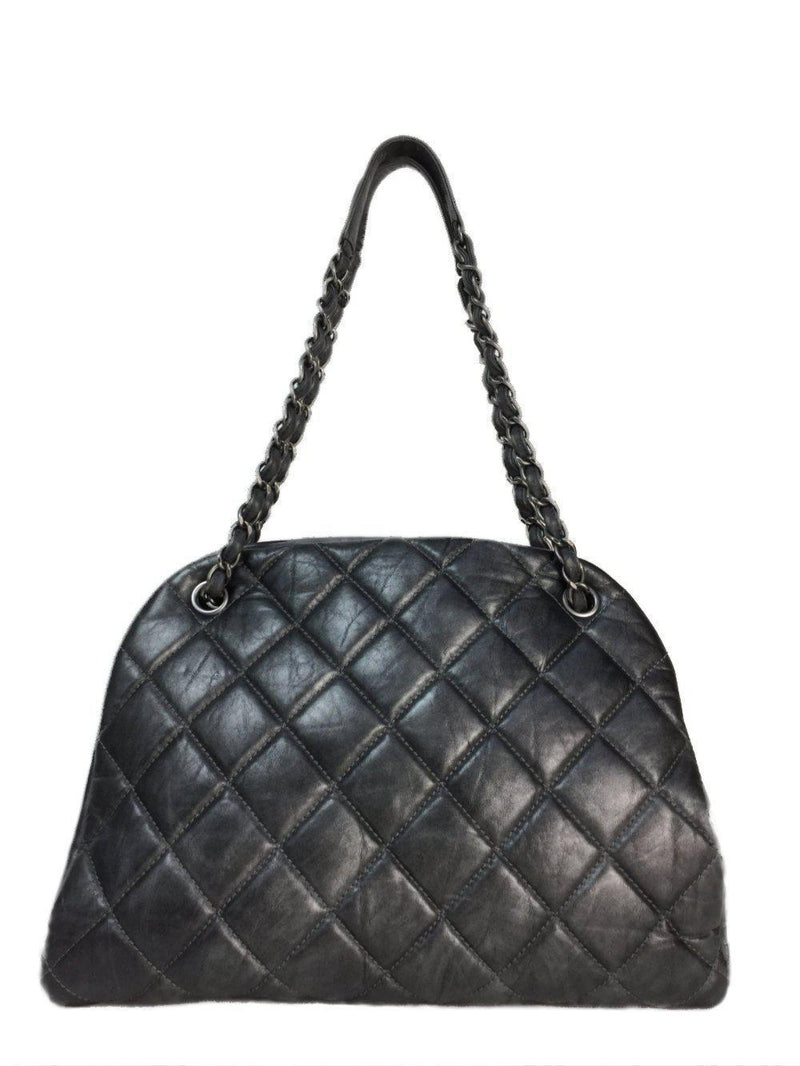 Just Mademoiselle Grey Leather Medium Bowler Bag-designer resale