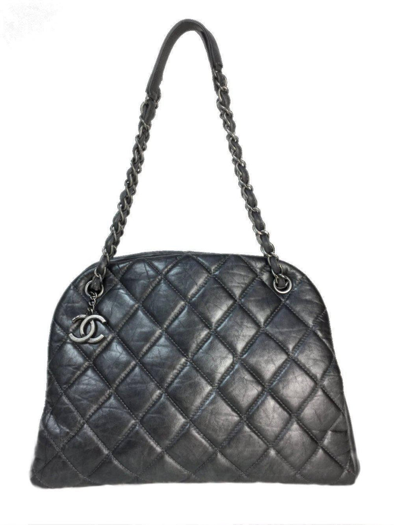 Just Mademoiselle Grey Leather Medium Bowler Bag-designer resale