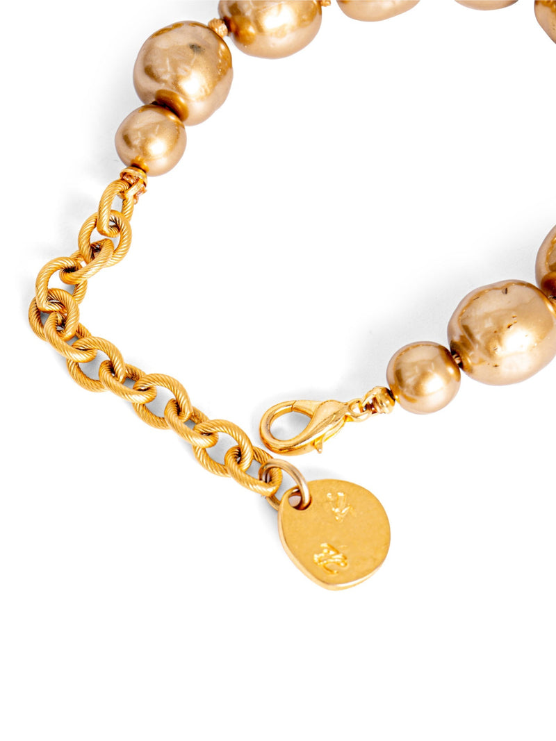Karl Lagerfeld Logo Pearl Bracelet Gold-designer resale