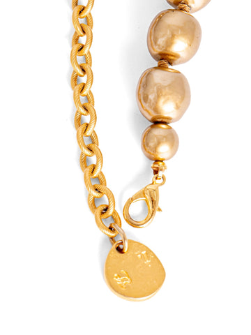 Karl Lagerfeld Logo Pearl Bracelet Gold-designer resale