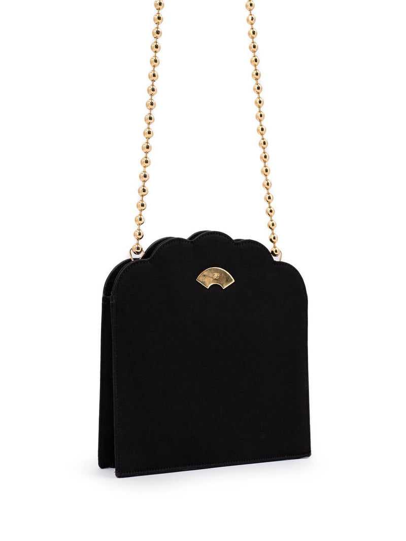 Karl Lagerfeld Vintage Satin Gold Chain Bag Black