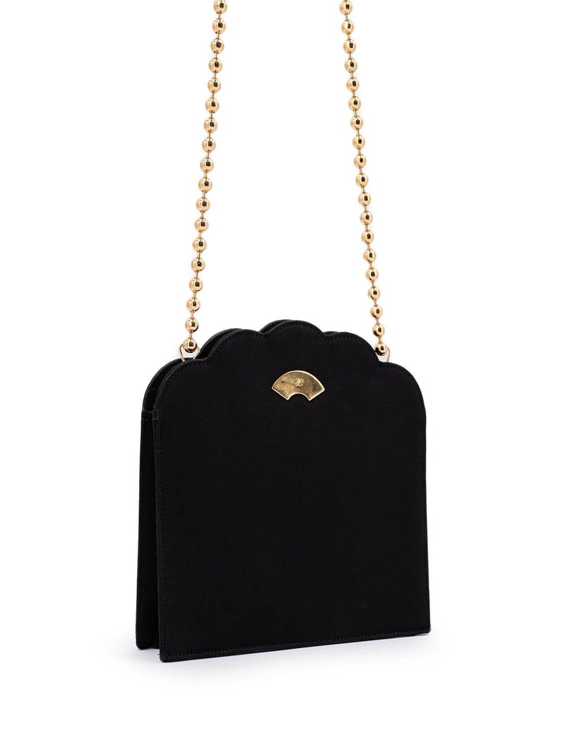 Karl Lagerfeld Vintage Satin Gold Chain Bag Black-designer resale
