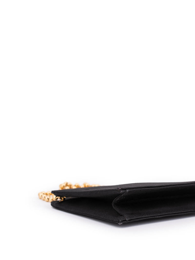 Karl Lagerfeld Vintage Satin Gold Chain Bag Black-designer resale