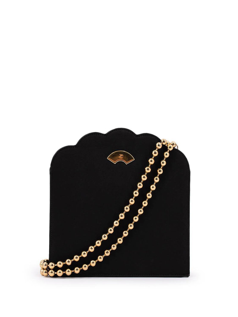 Karl Lagerfeld Vintage Satin Gold Chain Bag Black-designer resale