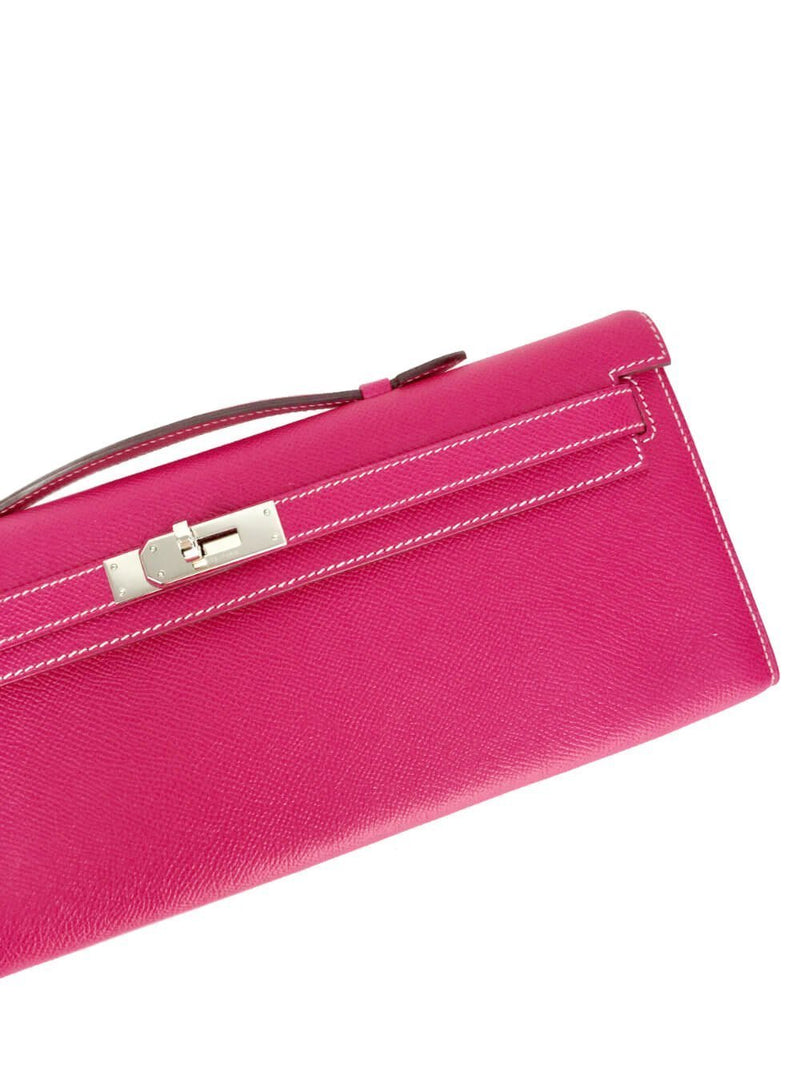 Kelly Cut Long Clutch Bag Pink Epsom Bag Palladium Hardware-designer resale