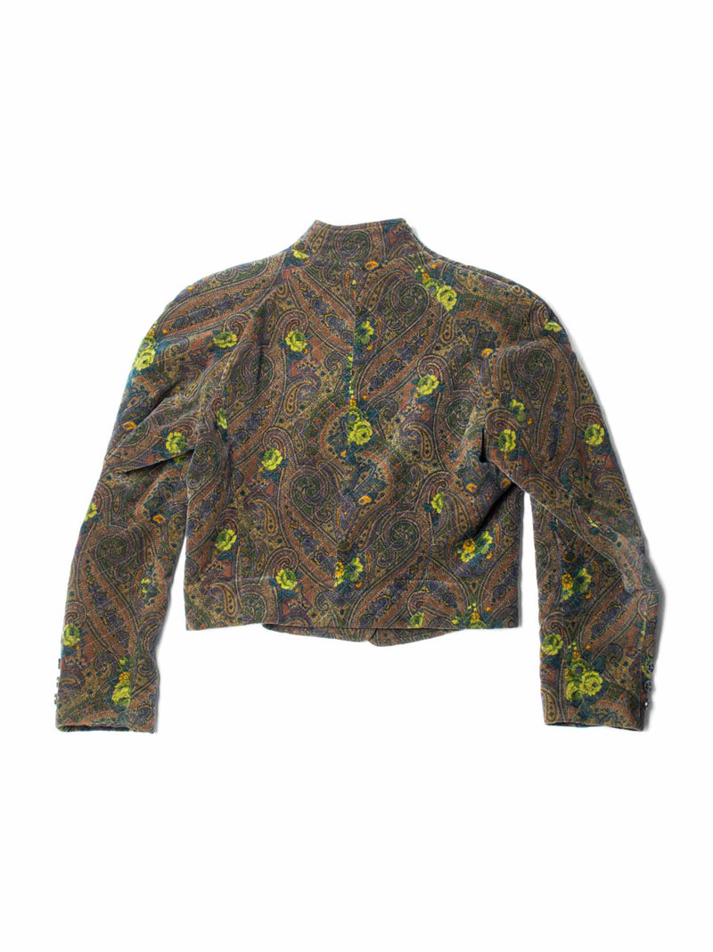 Kenzo Vintage Velvet Quilted Paisley Victorian Style Jacket Green