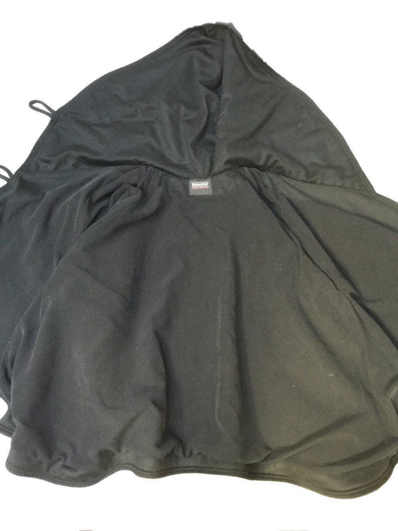 LINDSEY THORNBURG PENDLETON Black White Wool Hooded Cape Coat Toggle Closure-designer resale